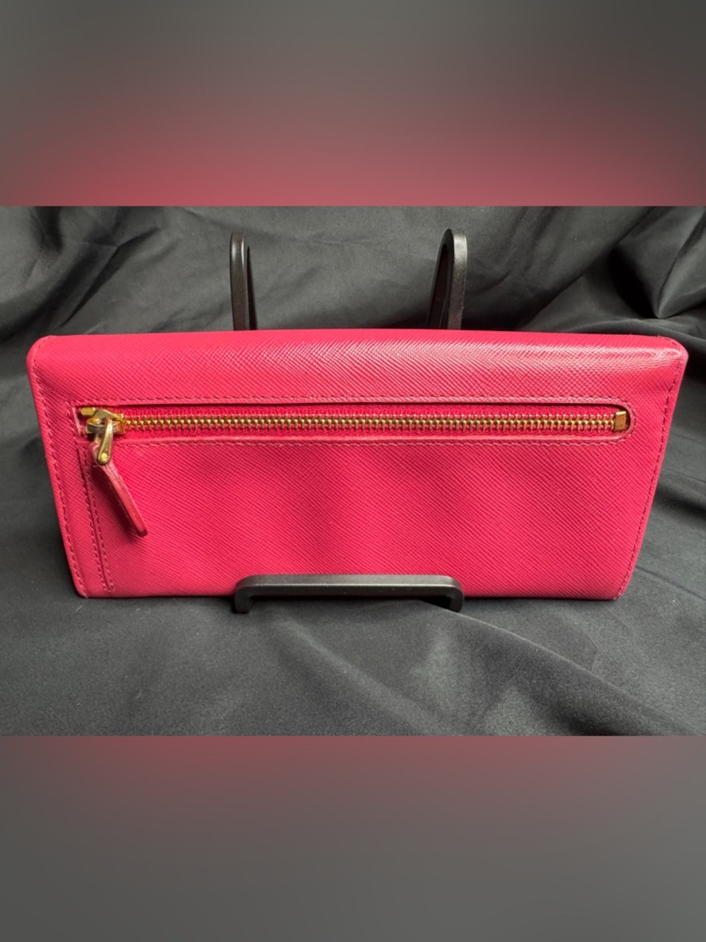 Prada Pink Saffiano Fiocco Continental Bow with Gold Logo Wallet - Picture 3 of 16